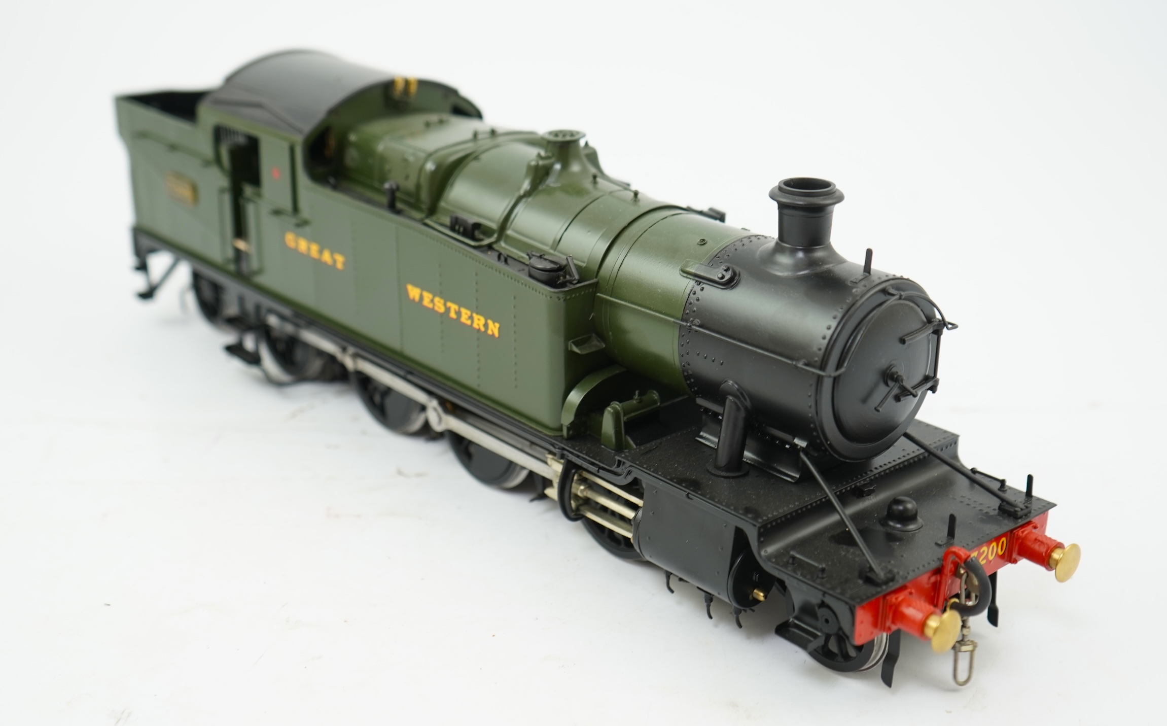 A Gauge One model of GWR Class 72xx, 7200, 2-8-2T locomotive, powered for two rail operation.